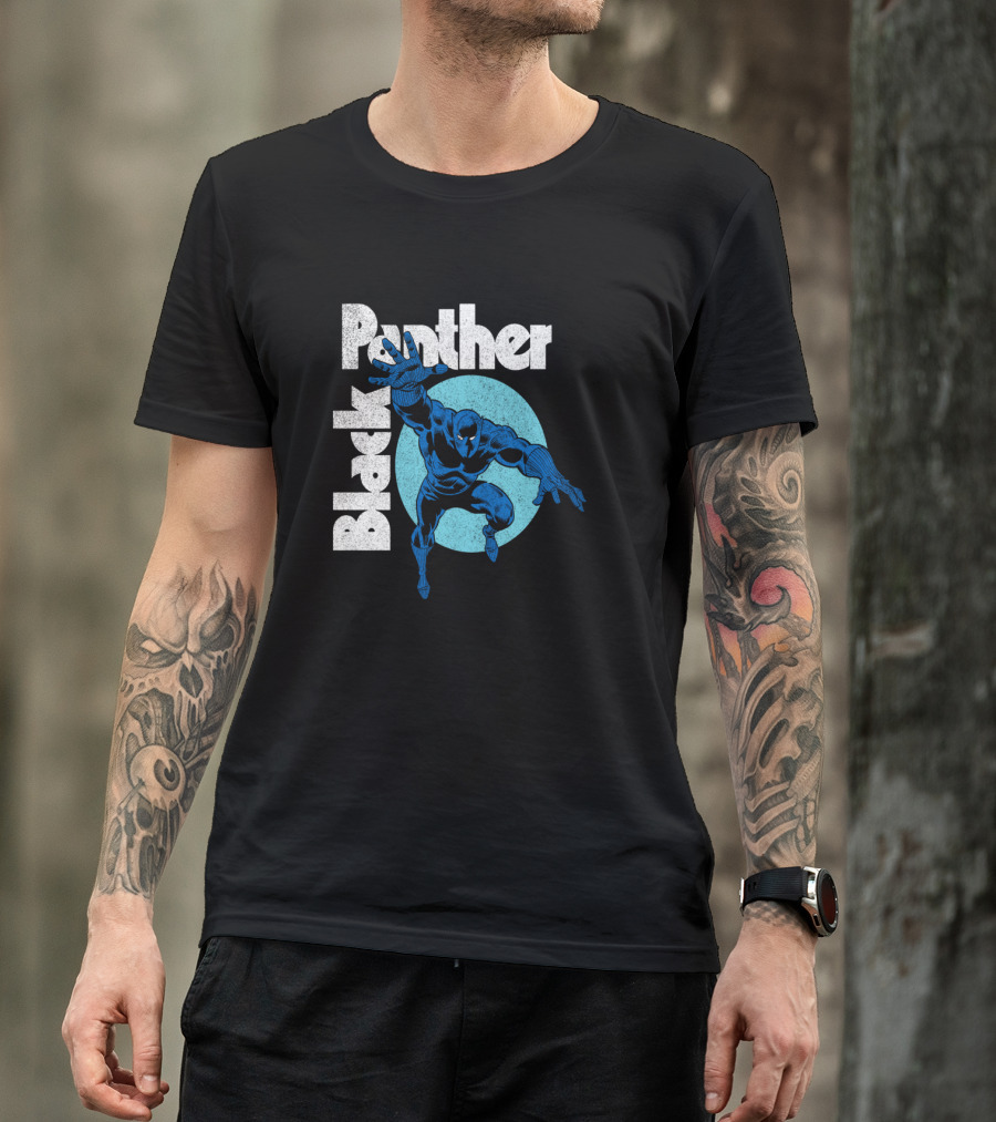 Marvel Black Panther Blue Heroic Pose Circle T-Shirt