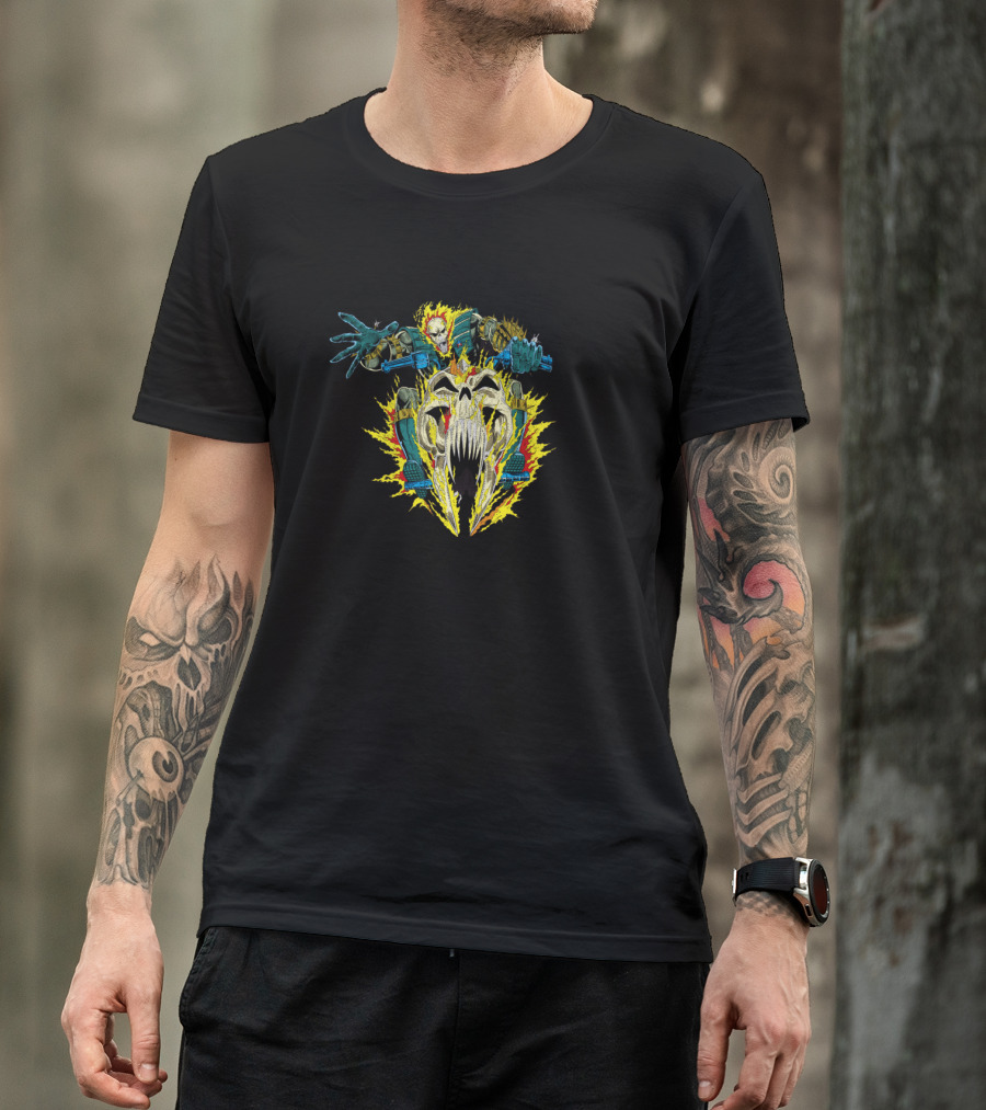 Marvel Ghost Rider Iconic Fiery Skull Action Shot T-Shirt