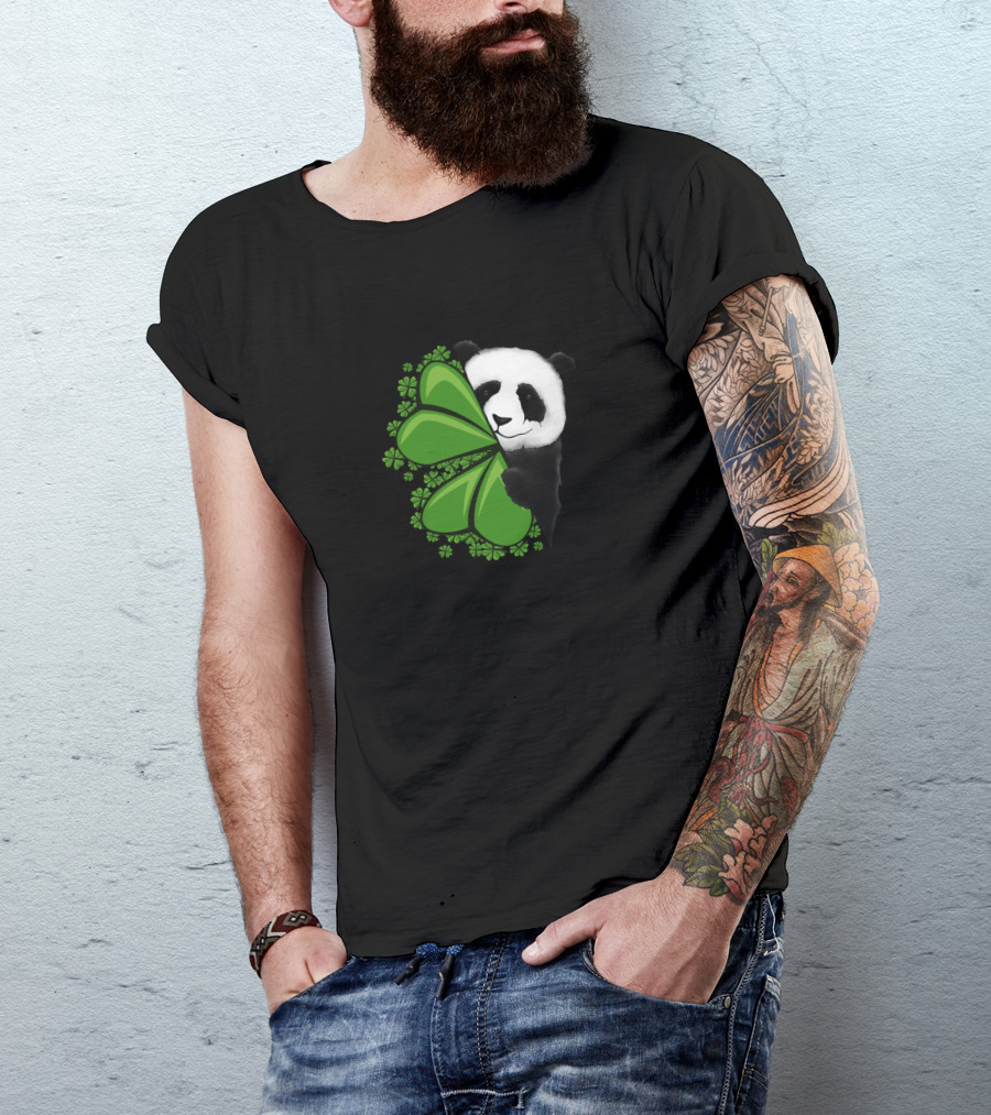 Lucky Clover Panda Shamrocks T-Shirt