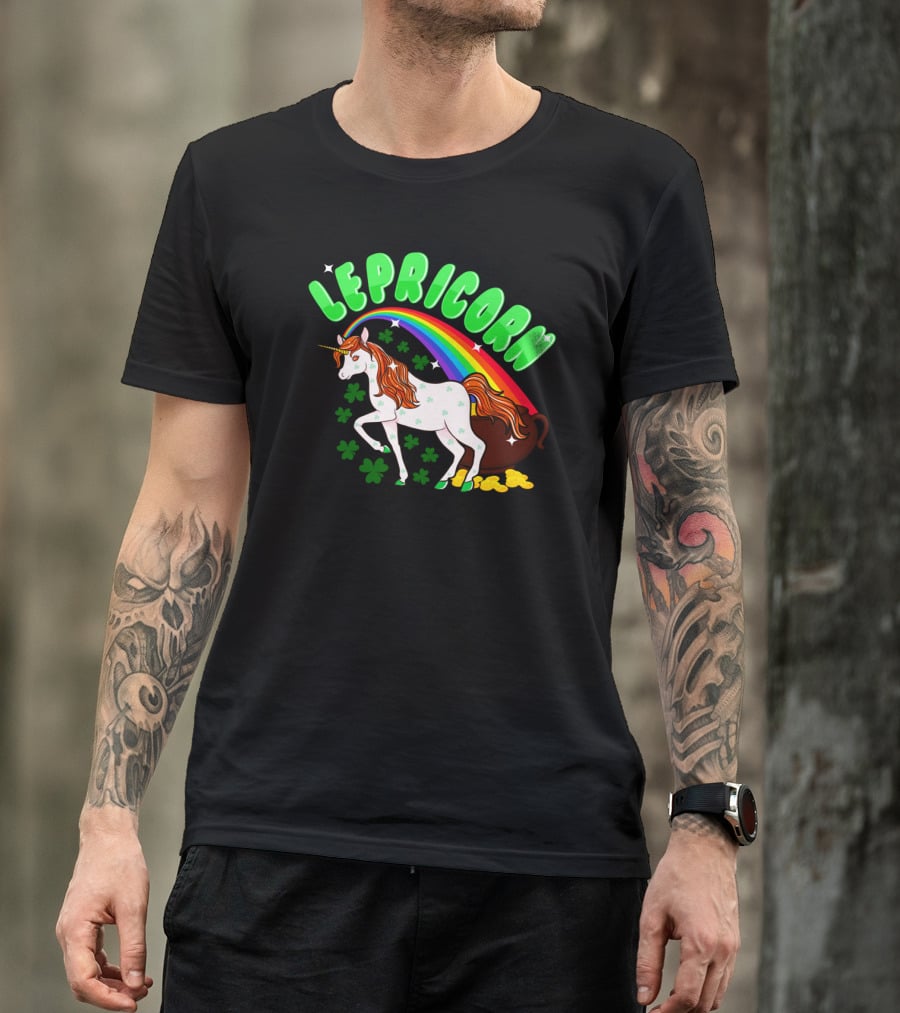 Lepricorn St Patricks Day Unicorn Rainbow Clover Pot Of Gold T-Shirt