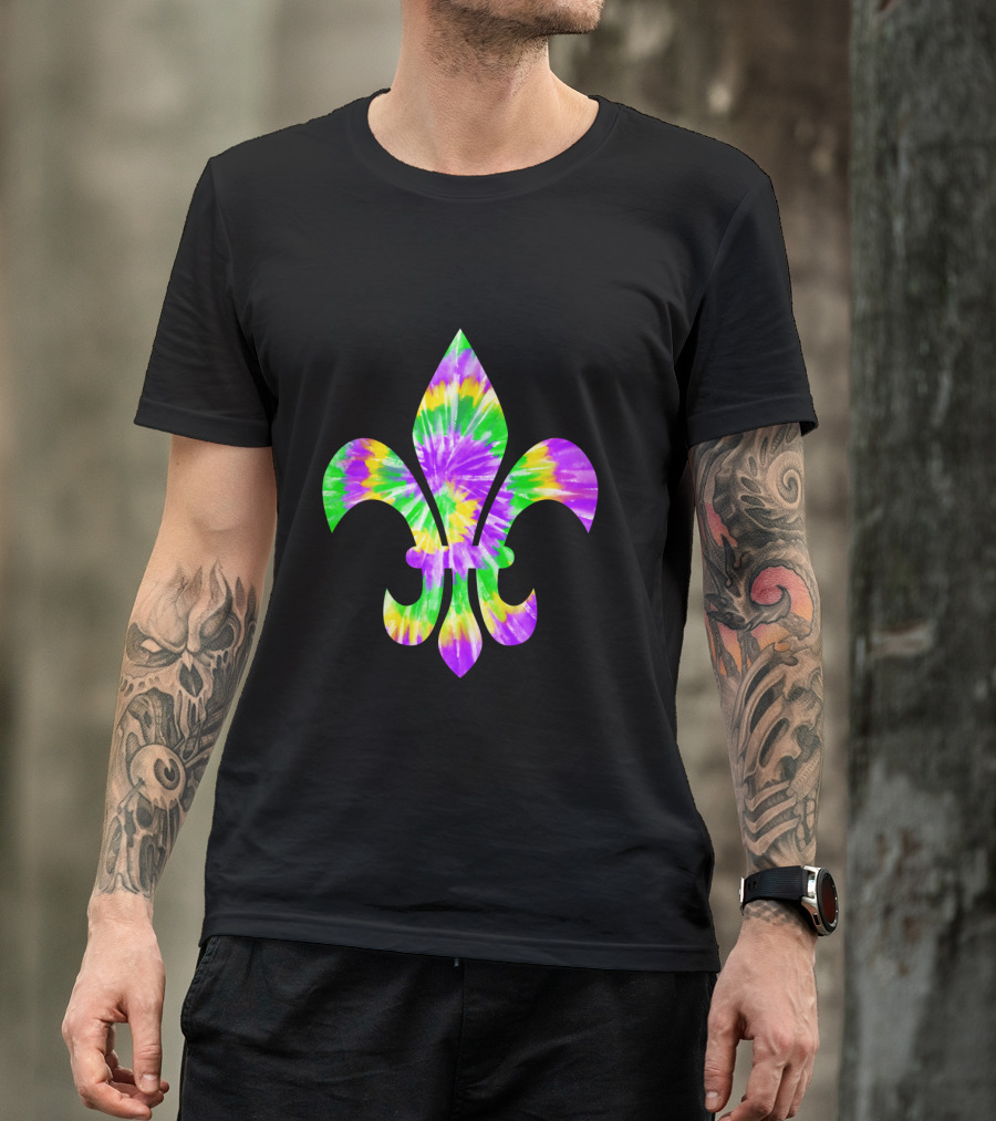 Mardi Gras Tie-Dye Fleur De Lis T-Shirt