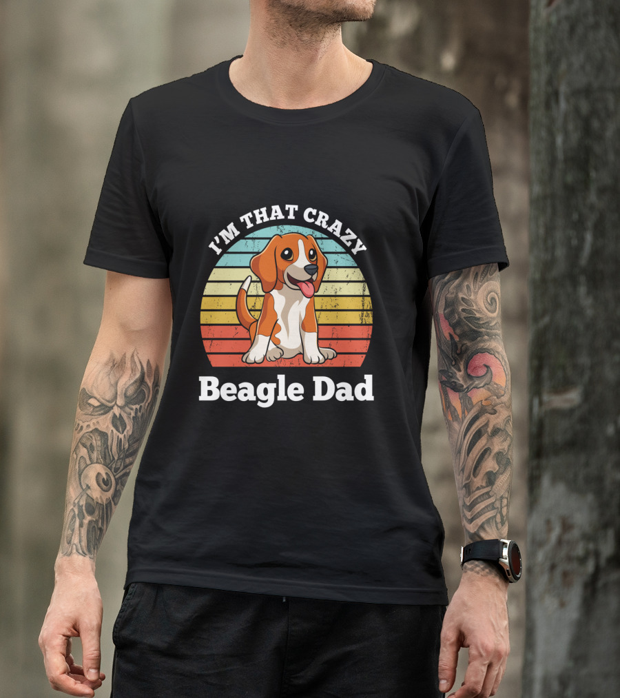 I'm That Crazy Beagle Dad Vintage Stripes T-Shirt