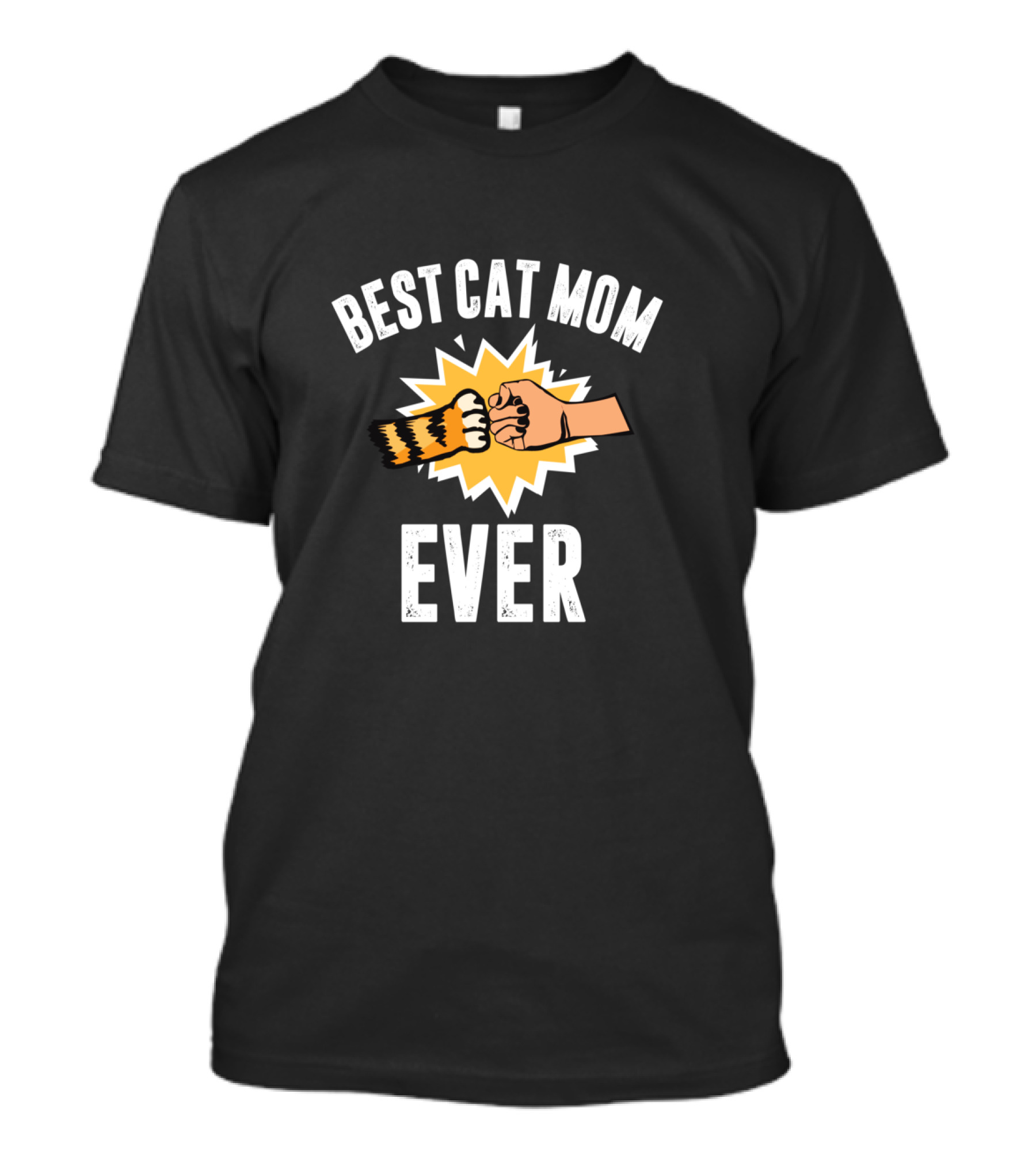 Best Cat Mom Ever Fist Bump Distressed Paw T-Shirt
