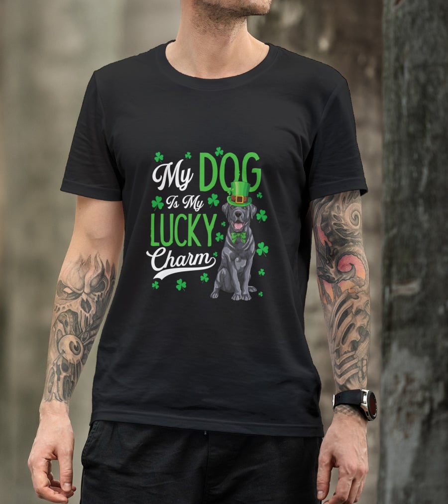 My Dog Is My Lucky Charm With Shamrocks St. Patrick's Day T-Shirt