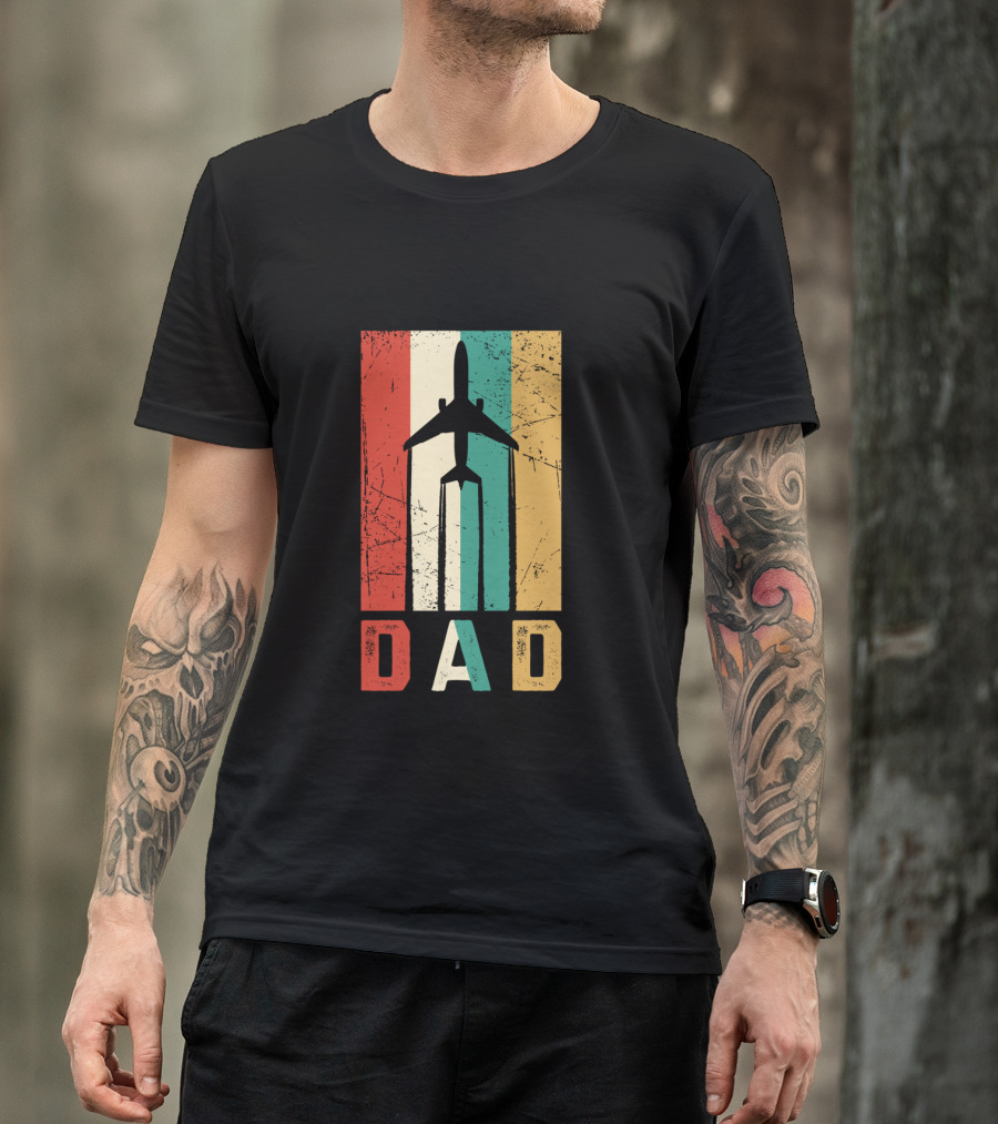 Dad Retro Airplane Vintage Aviation Pilot T-Shirt