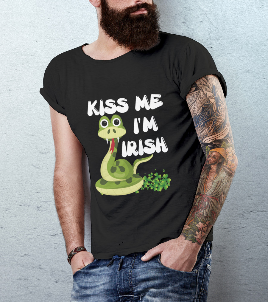 Kiss Me I'm Irish Snake With Shamrocks T-Shirt