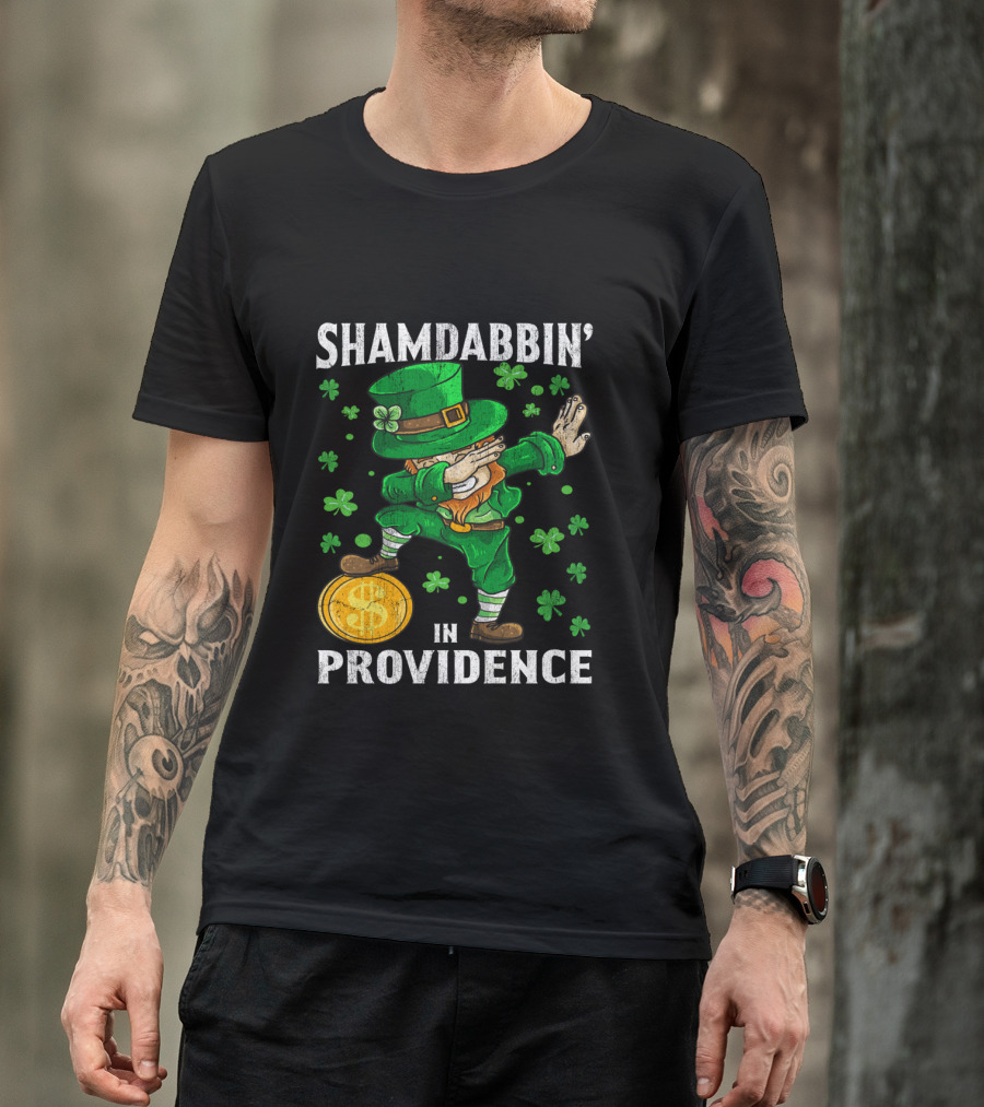 Shamdabbin' Leprechaun With Gold Coin In Providence St Patricks Day T-Shirt