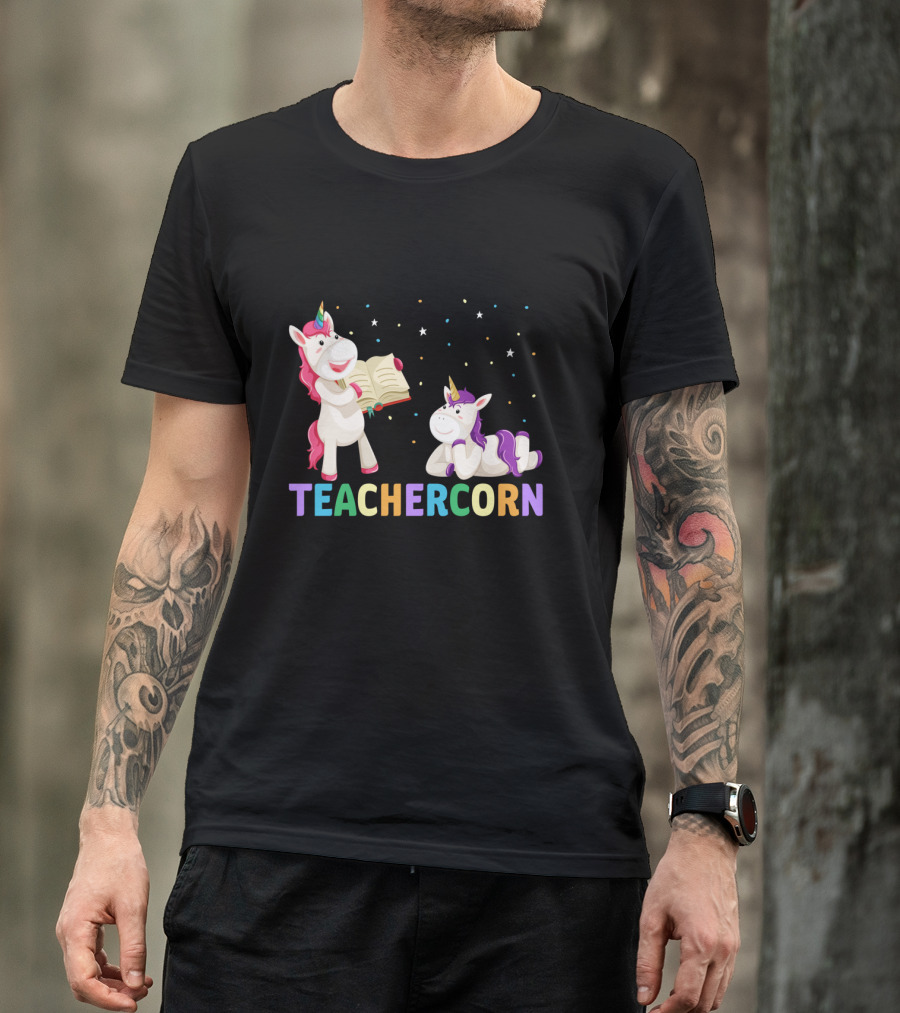 TEACHERCORN Magical Unicorn Teacher Appreciation Stars Book T-Shirt