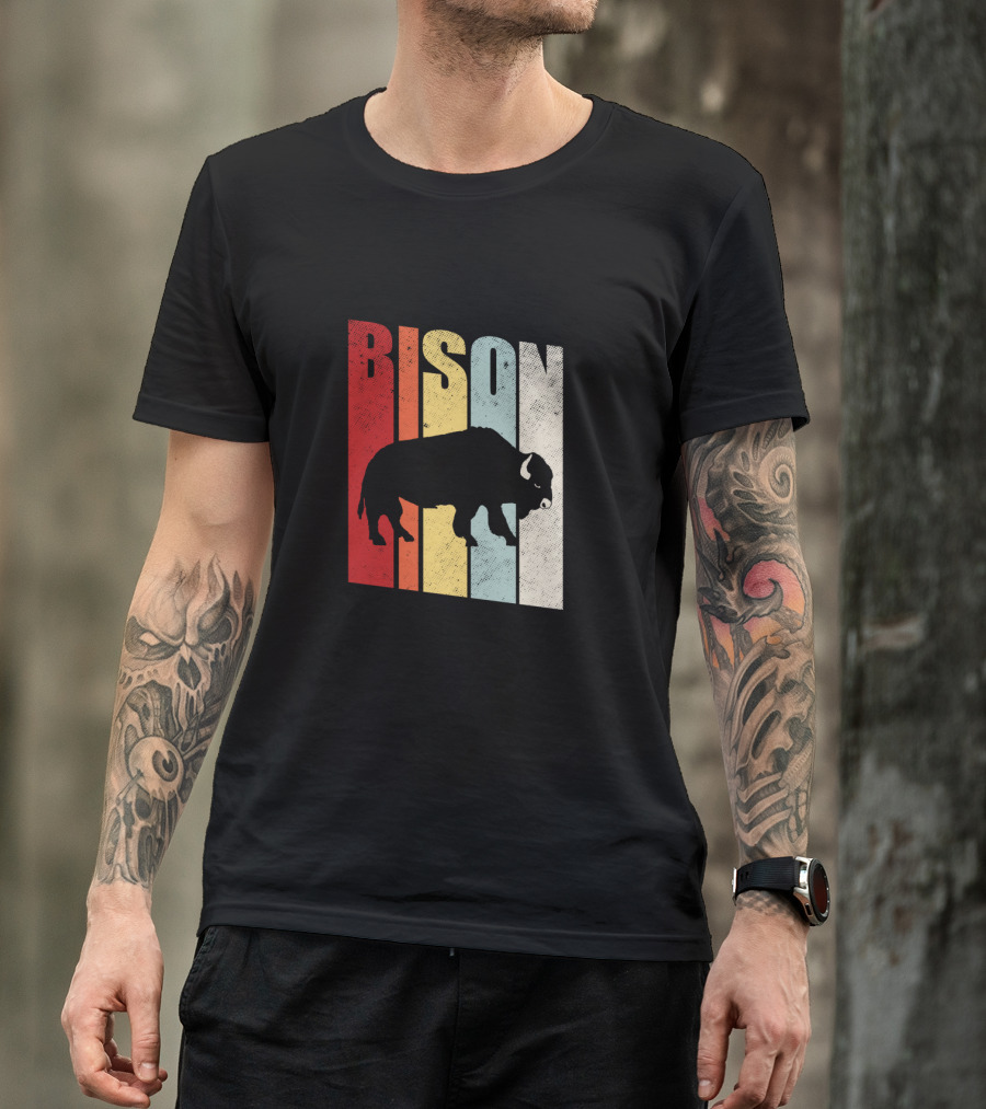 Bison American Buffalo Vintage Wildlife Retro T-Shirt