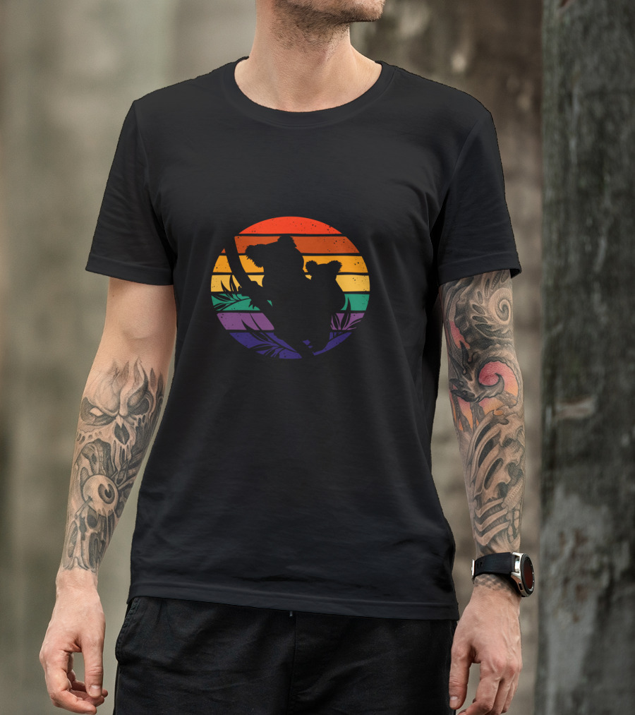 Save The Koalas Protect Wildlife Rainbow Sunset T-Shirt