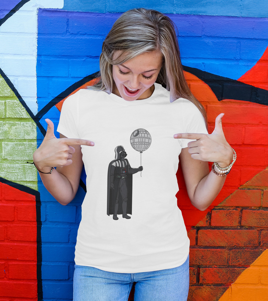 Darth Vader Holding Death Star Shaped Balloon T-Shirt