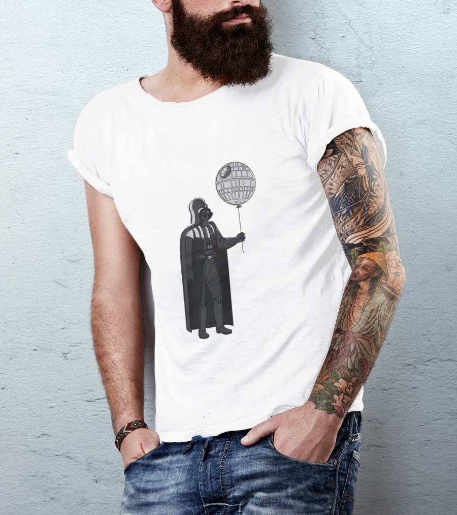 Darth Vader Holding Death Star Shaped Balloon T-Shirt