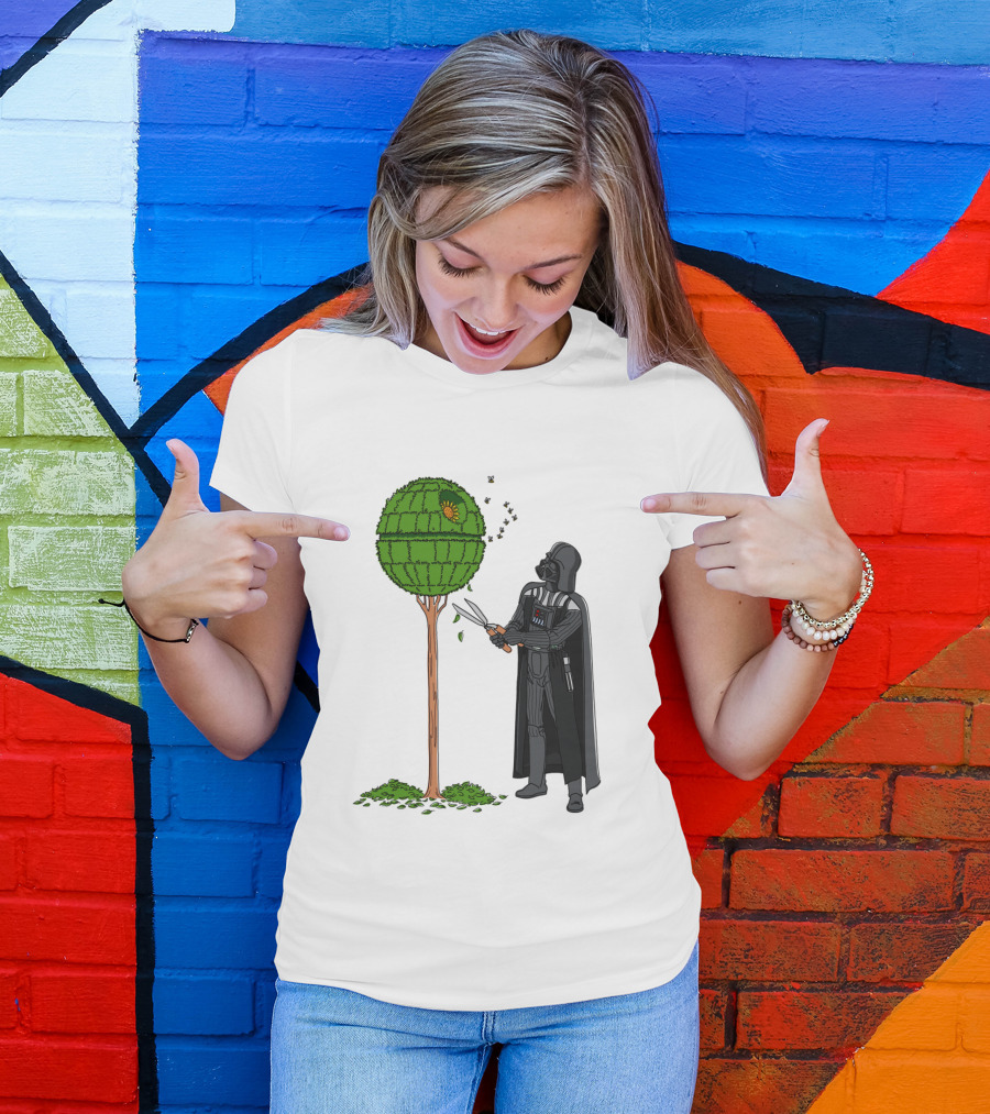 Darth Vader Pruning Death Star Topiary With Hedge Clippers T-Shirt