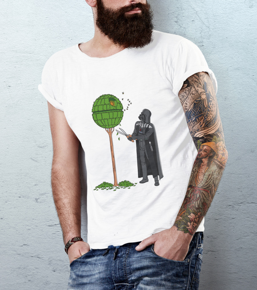 Darth Vader Pruning Death Star Topiary With Hedge Clippers T-Shirt