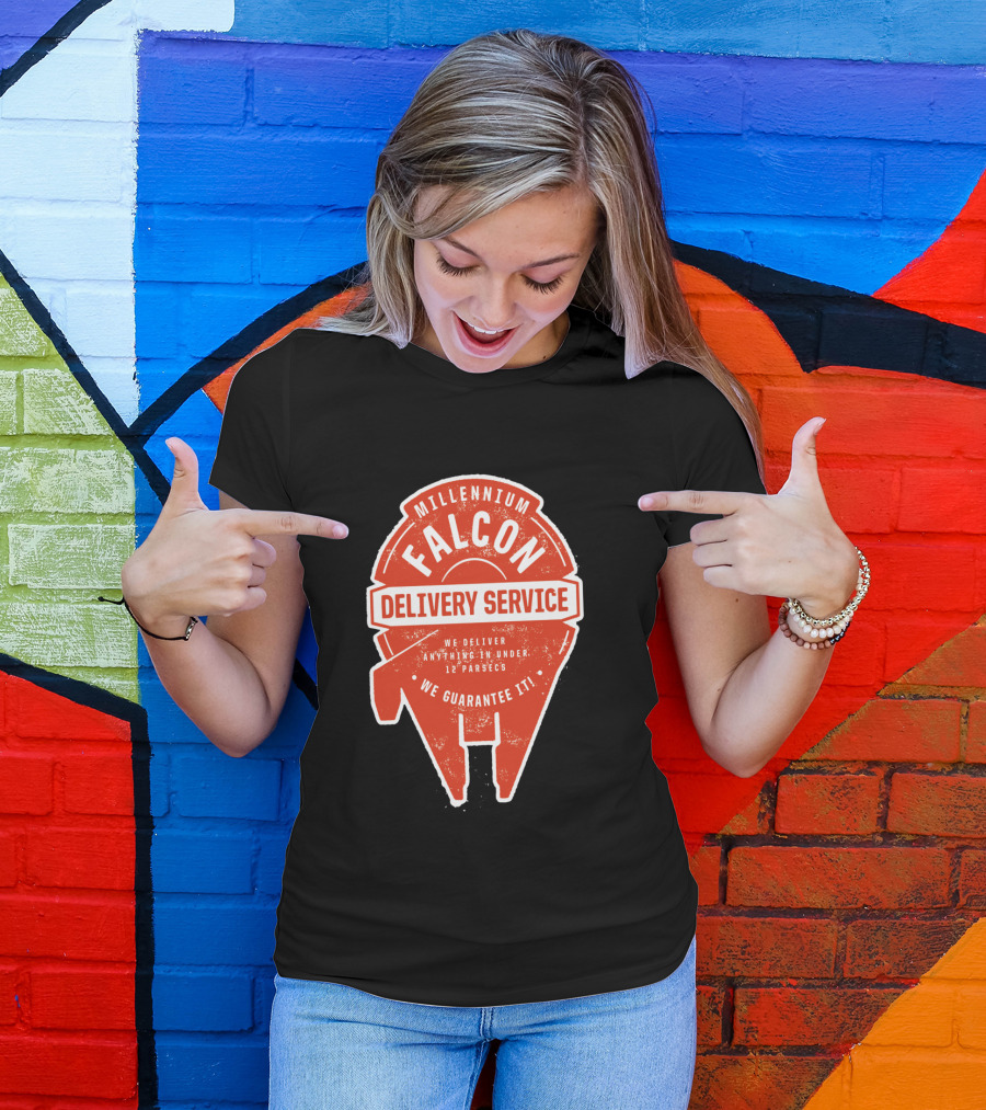 Millennium Falcon Delivery Service We Deliver Anything In Under 12 Parsecs We Guarantee It T-Shirt