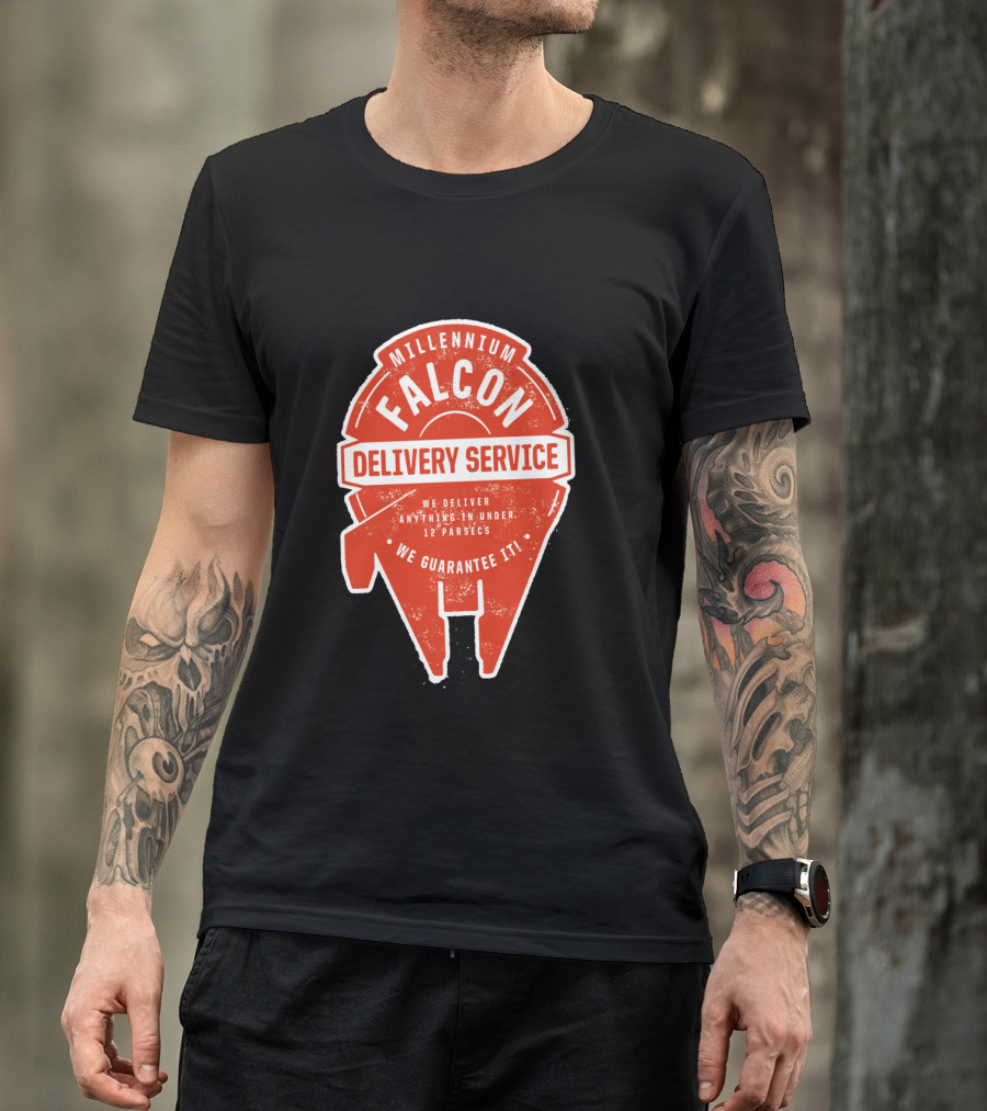 Millennium Falcon Delivery Service We Deliver Anything In Under 12 Parsecs We Guarantee It T-Shirt