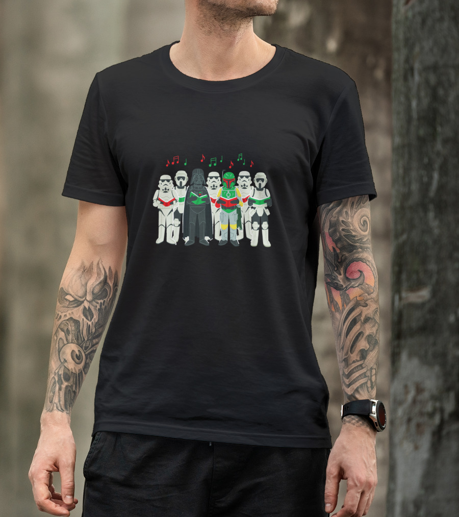 Star Wars Darth Vader And Stormtroopers Sithmas Choir Holiday Caroling T-Shirt