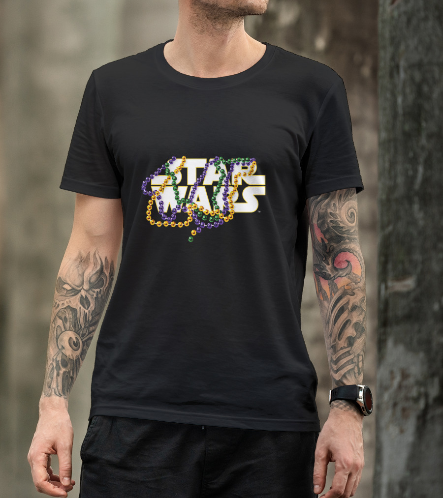 Star Wars Mardi Gras Style Gold Purple Green Beads T-Shirt