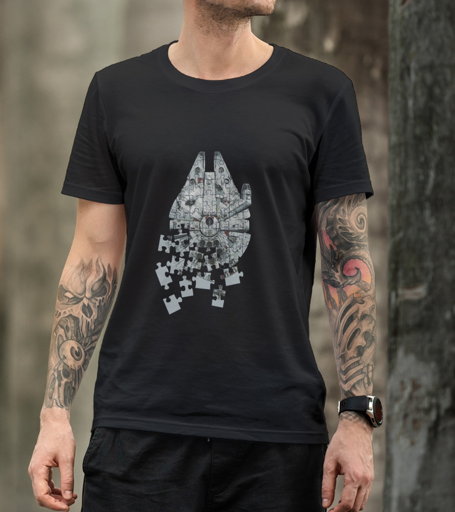 Star Wars Millennium Falcon Puzzle Spaceship Assembly T-Shirt