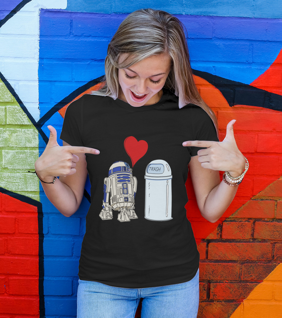 Star Wars R2 D2 Heart Trash Can Love T-Shirt