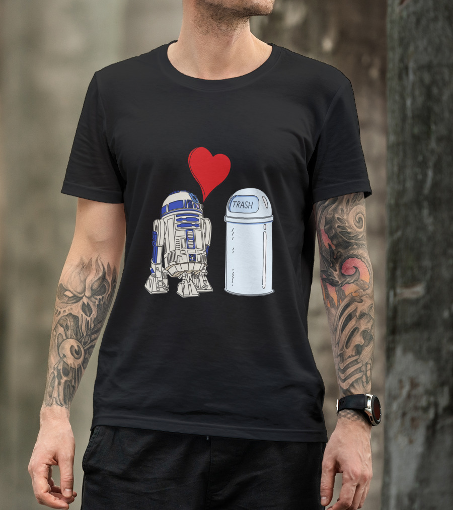 Star Wars R2 D2 Heart Trash Can Love T-Shirt