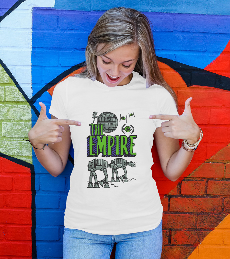 Star Wars The Empire Death Star And AT-AT Walkers Doodle T-Shirt