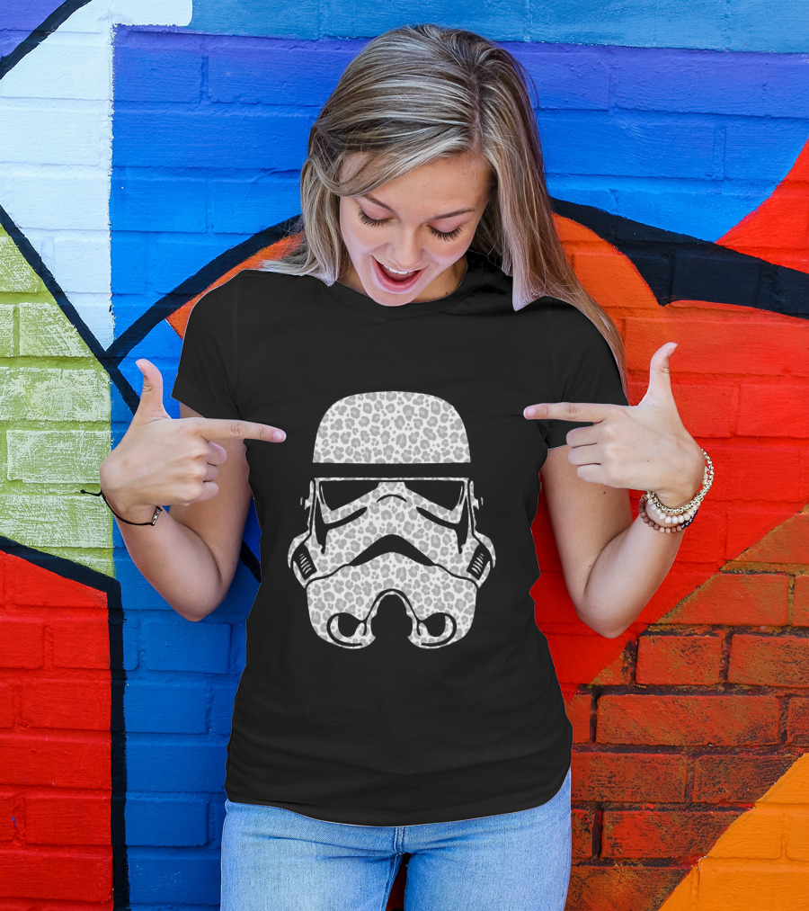 Stormtrooper Helmet Cheetah Pattern Fill T-Shirt