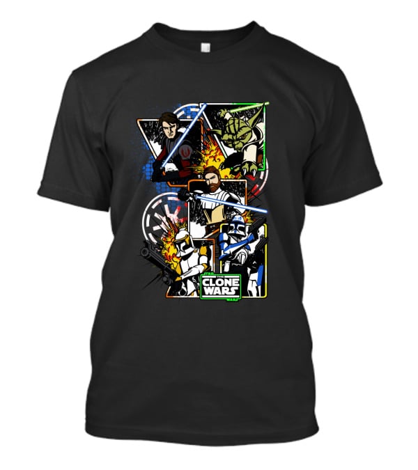 Star Wars The Clone Wars Jedi And Troopers Comic Panels T-Shirt