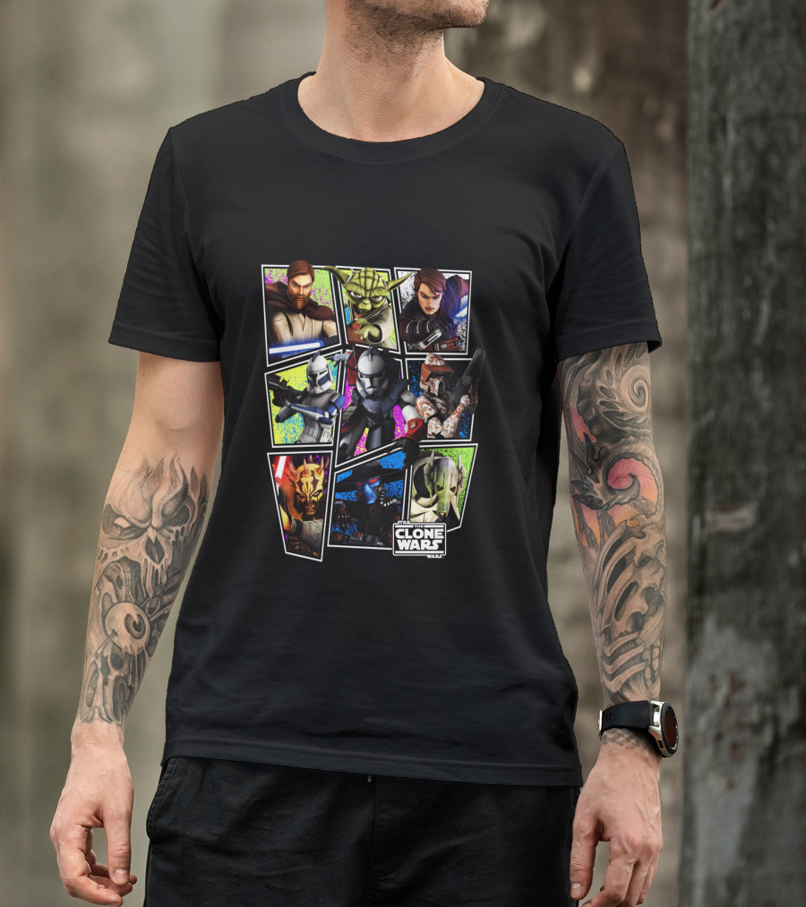 Star Wars The Clone Wars Character Panels Jedi Sith Clones T-Shirt