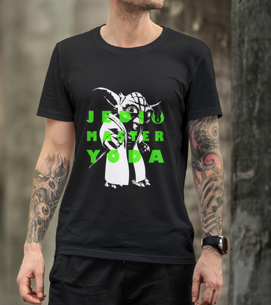 The Clone Wars Yoda Jedi Master Green Text Overlay T-Shirt