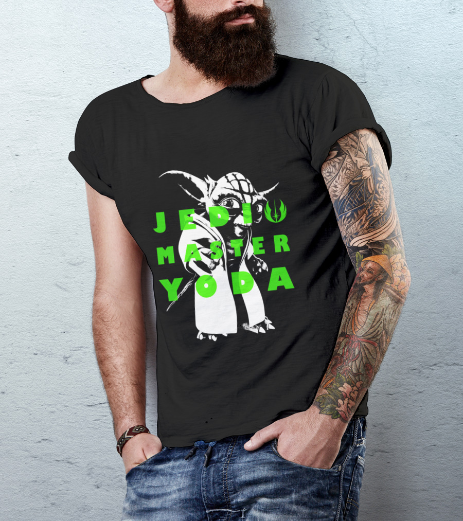 The Clone Wars Yoda Jedi Master Green Text Overlay T-Shirt