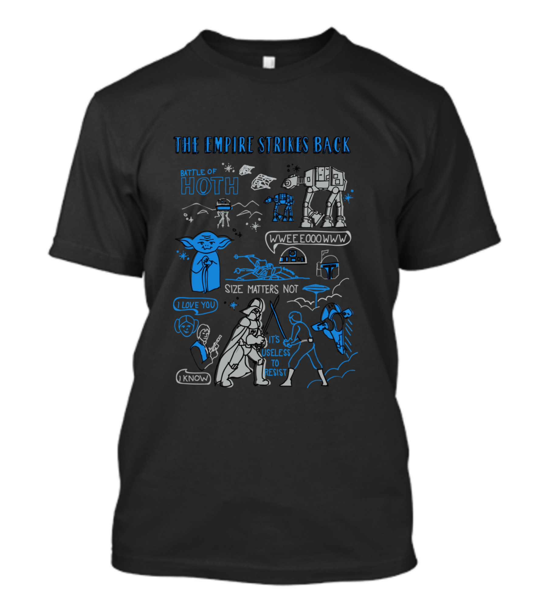 The Empire Strikes Back Battle Of Hoth Size Matters Not Star Wars Doodle T-Shirt