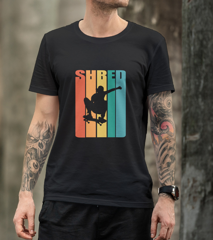Shred Skateboarding Retro Silhouette Skate T-Shirt