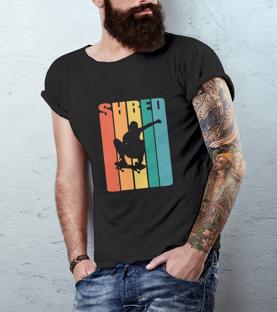 Shred Skateboarding Retro Silhouette Skate T-Shirt