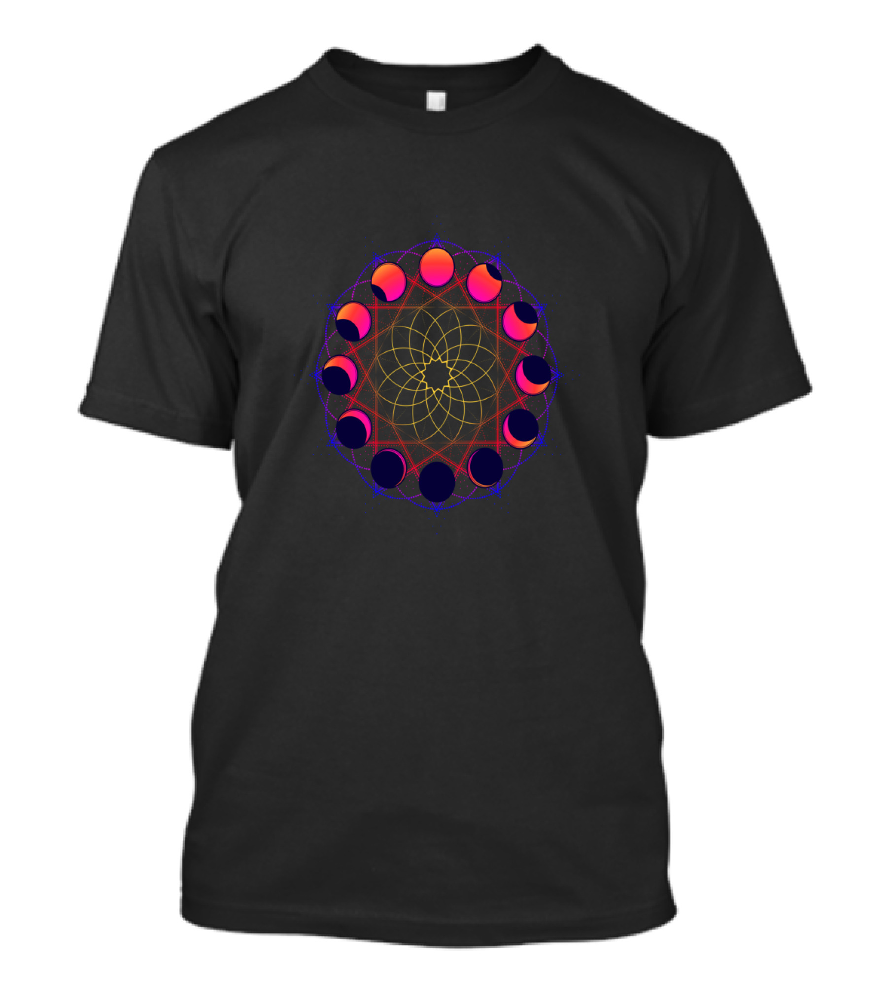 Synthwave Moon Phases Mandala Wicca Witch T-Shirt
