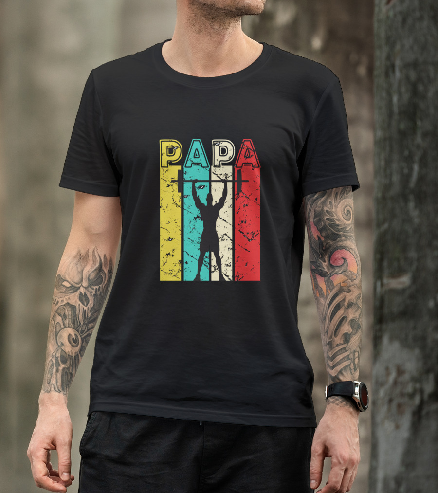 PAPA Weightlifting Silhouette Retro Colors T-Shirt
