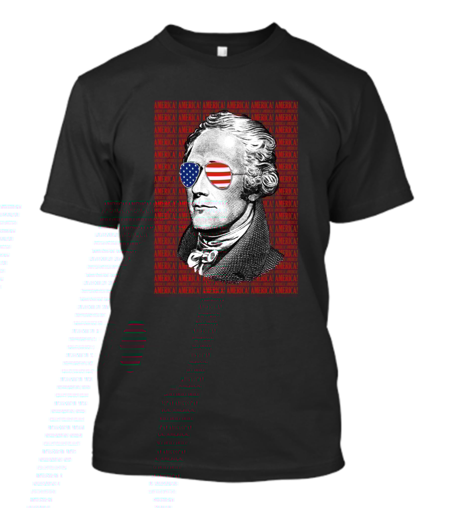 Alexander Hamilton America USA Patriotic Sunglasses Iconic American Flag T-Shirt