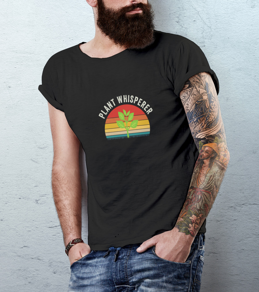 Plant Whisperer Retro Sunburst Leaf T-Shirt