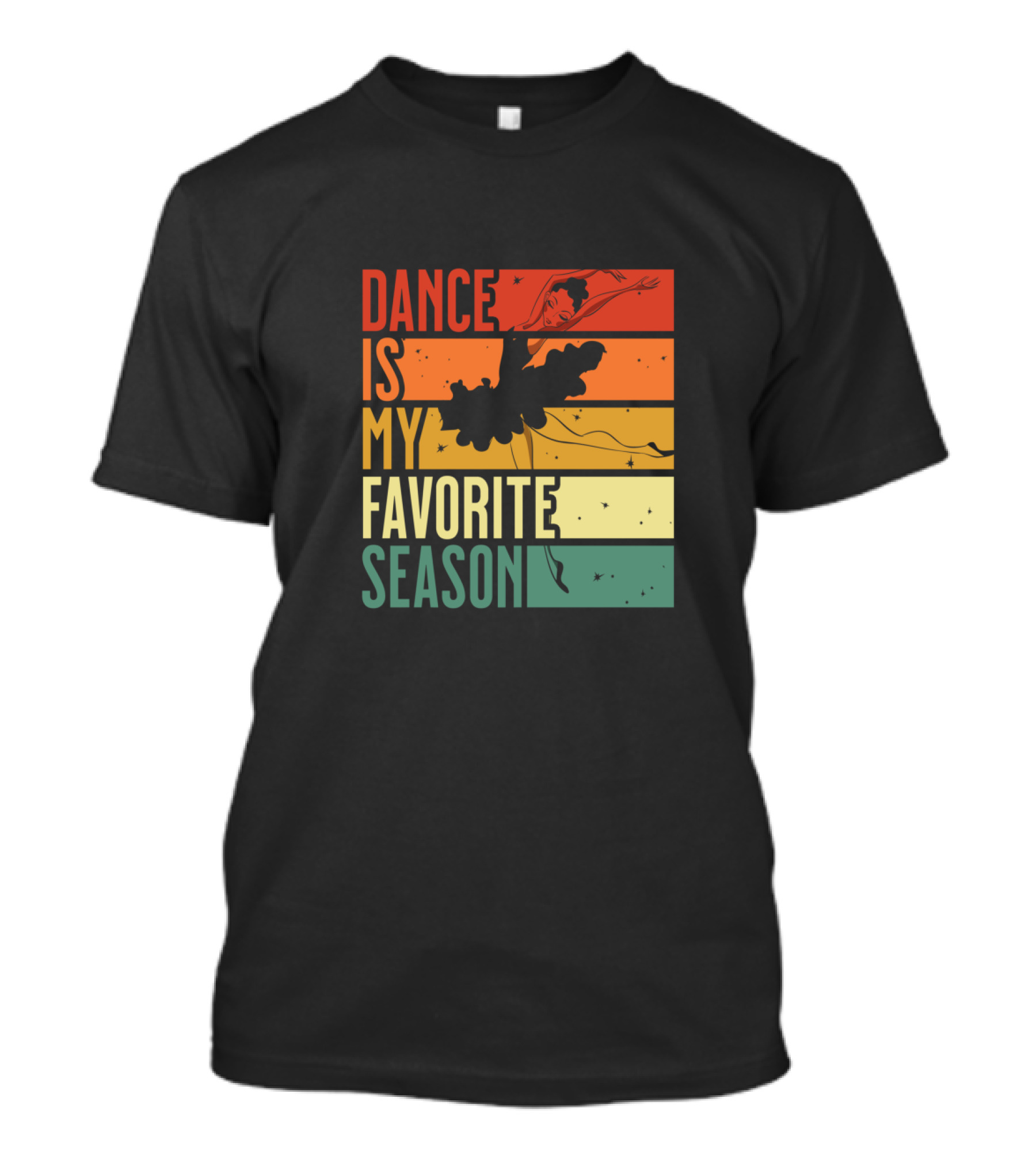 Dance Is My Favorite Season Ballerina Silhouette Retro Sunset Stripes T-Shirt