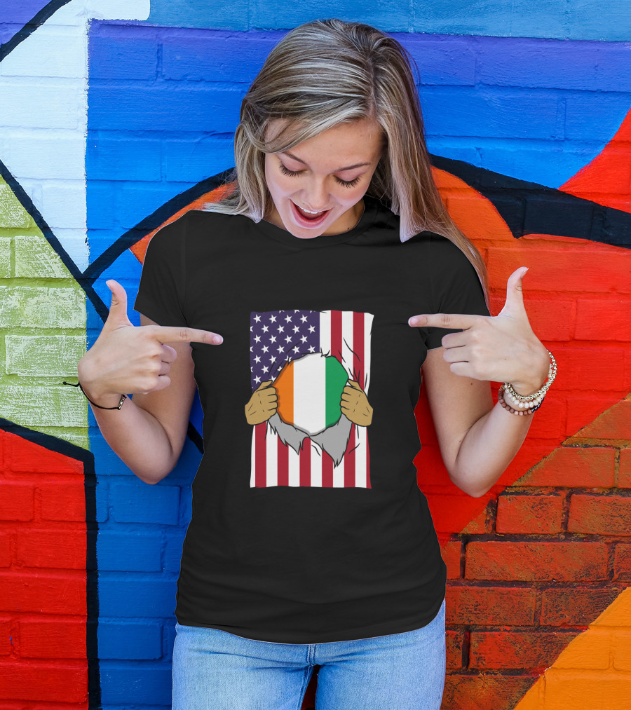 Ivory Coast Flag Inside American Flag Ivorian Pride Home T-Shirt