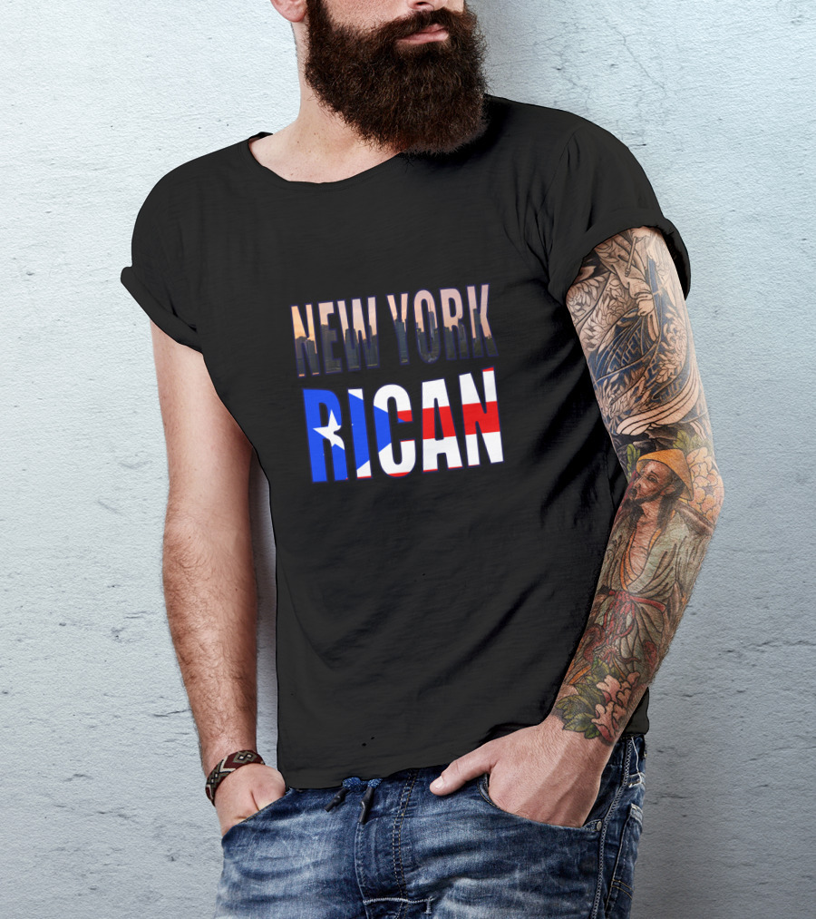New York Rican Puerto Rico Heritage Flag Skyline T-Shirt