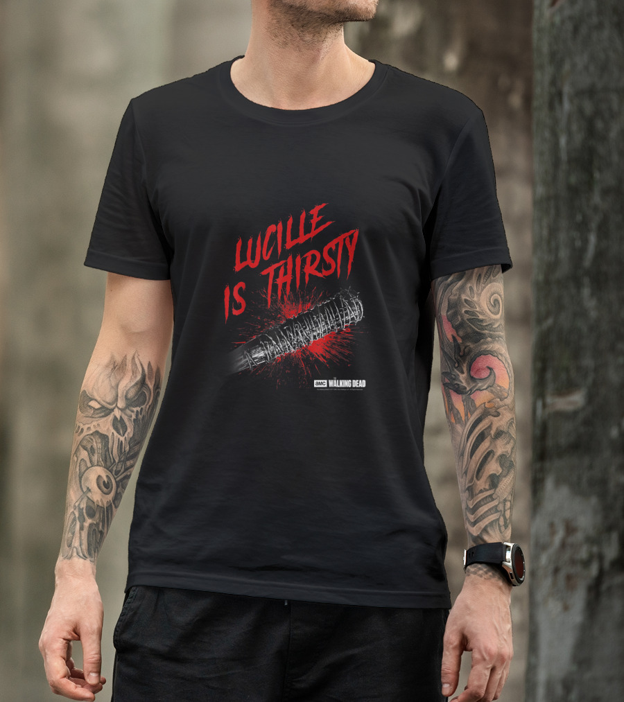 AMC Walking Dead Lucille Is Thirsty Bat With Blood Splatter T-Shirt