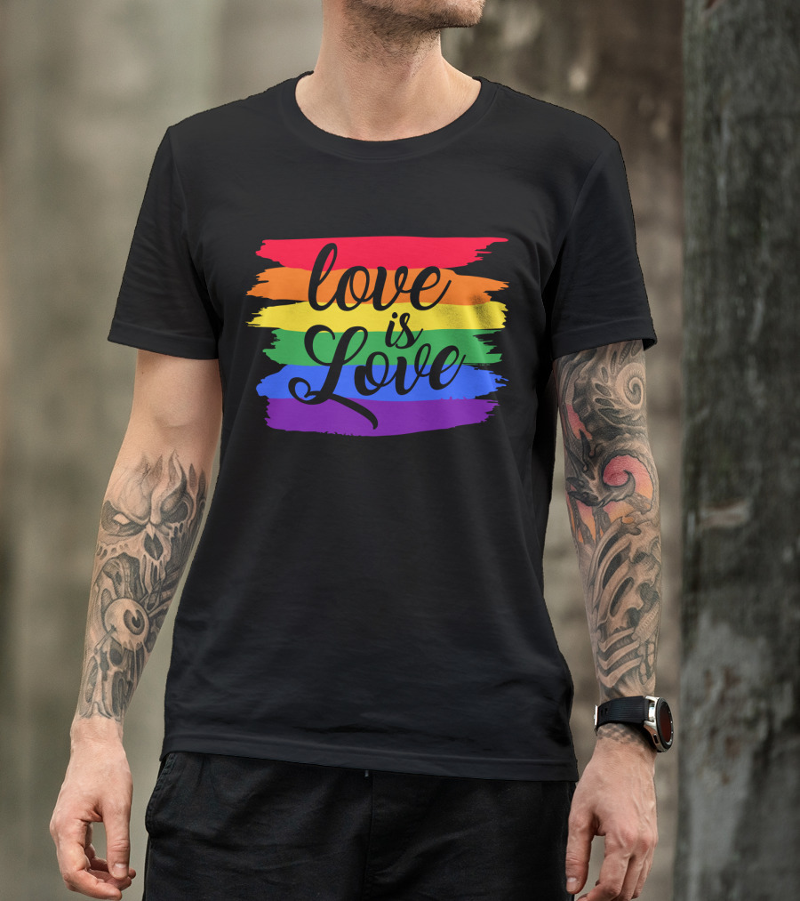 Love Is Love Rainbow Flag Colorful Pride T-Shirt