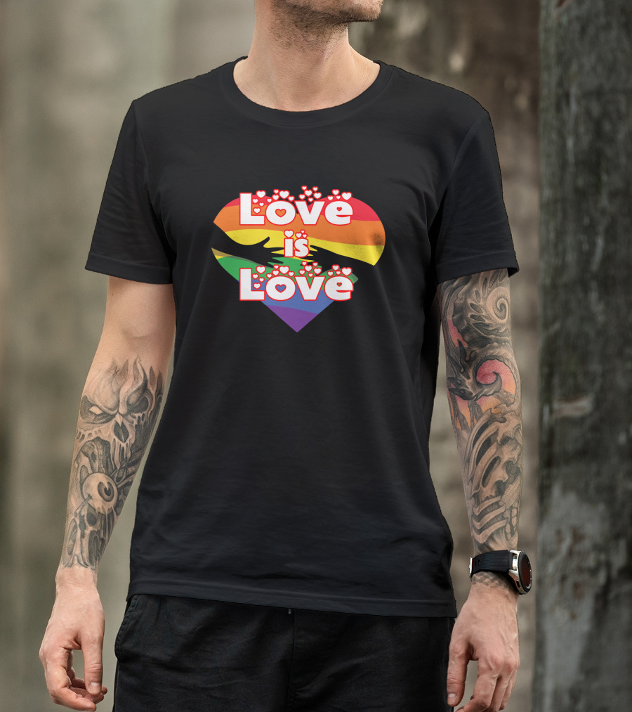 Love Is Love Hands Rainbow Flag Heart T-Shirt