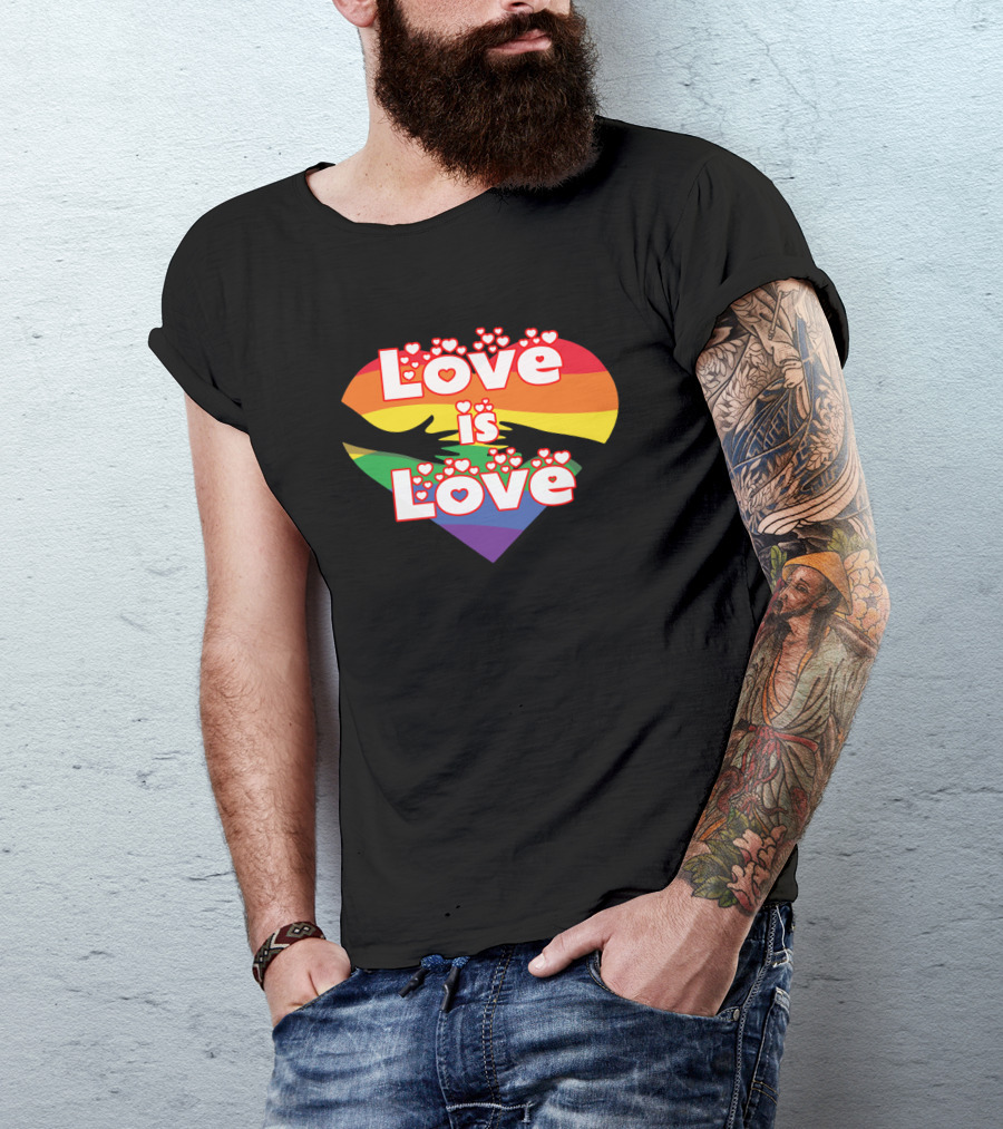 Love Is Love Hands Rainbow Flag Heart T-Shirt