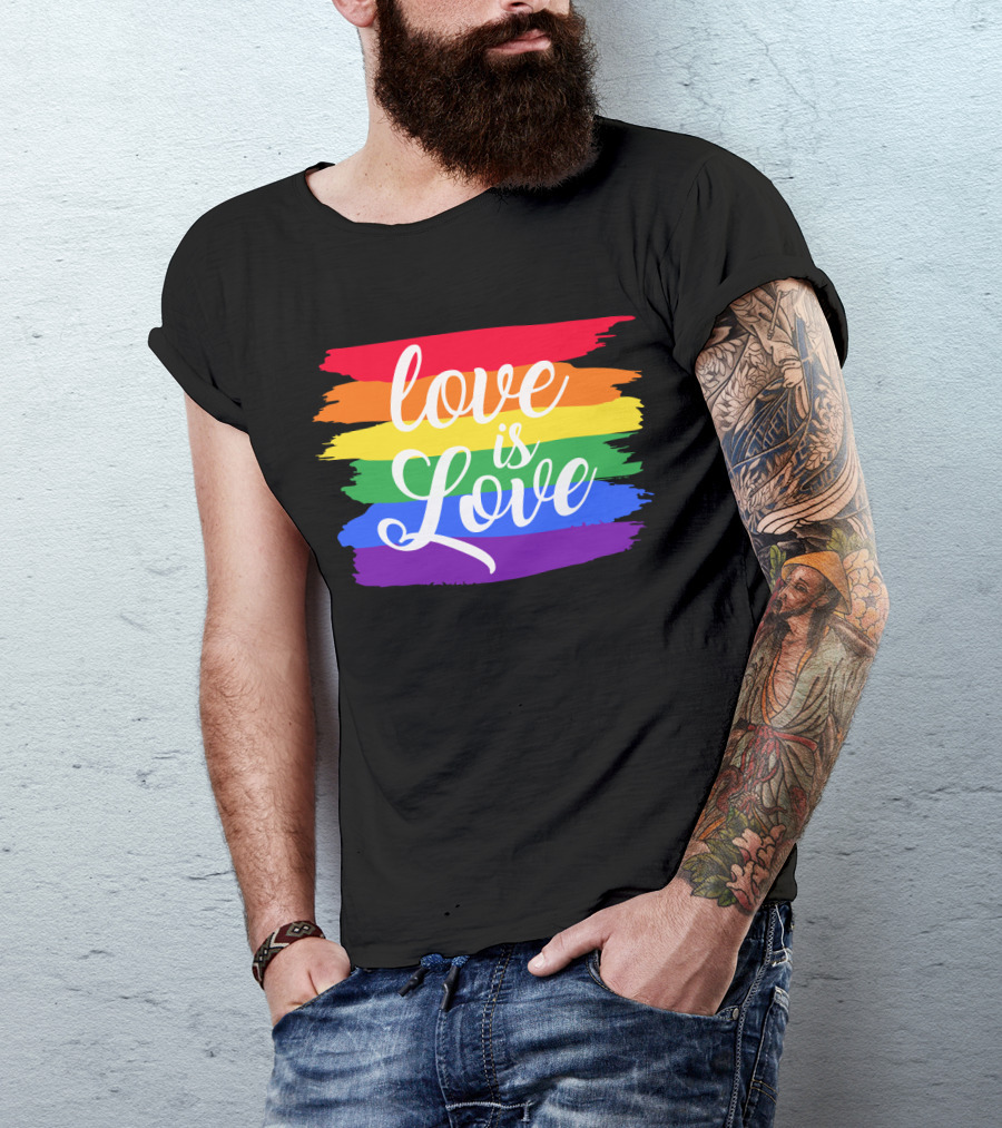 Love Is Love Rainbow Stripes Pride Flag T-Shirt
