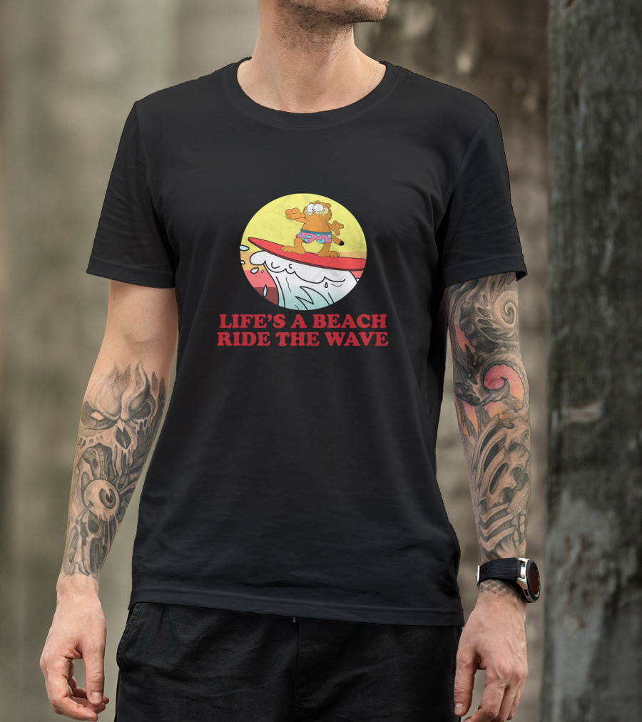 Garfield Surfing Adventure Life's A Beach Ride The Wave T-Shirt