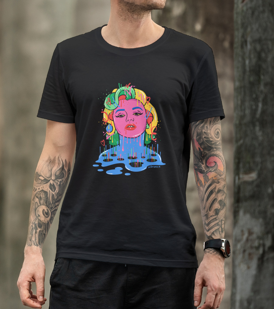 Marylin Monroe Trippy Monroe Vibrant Pop Art By Santlov T-Shirt