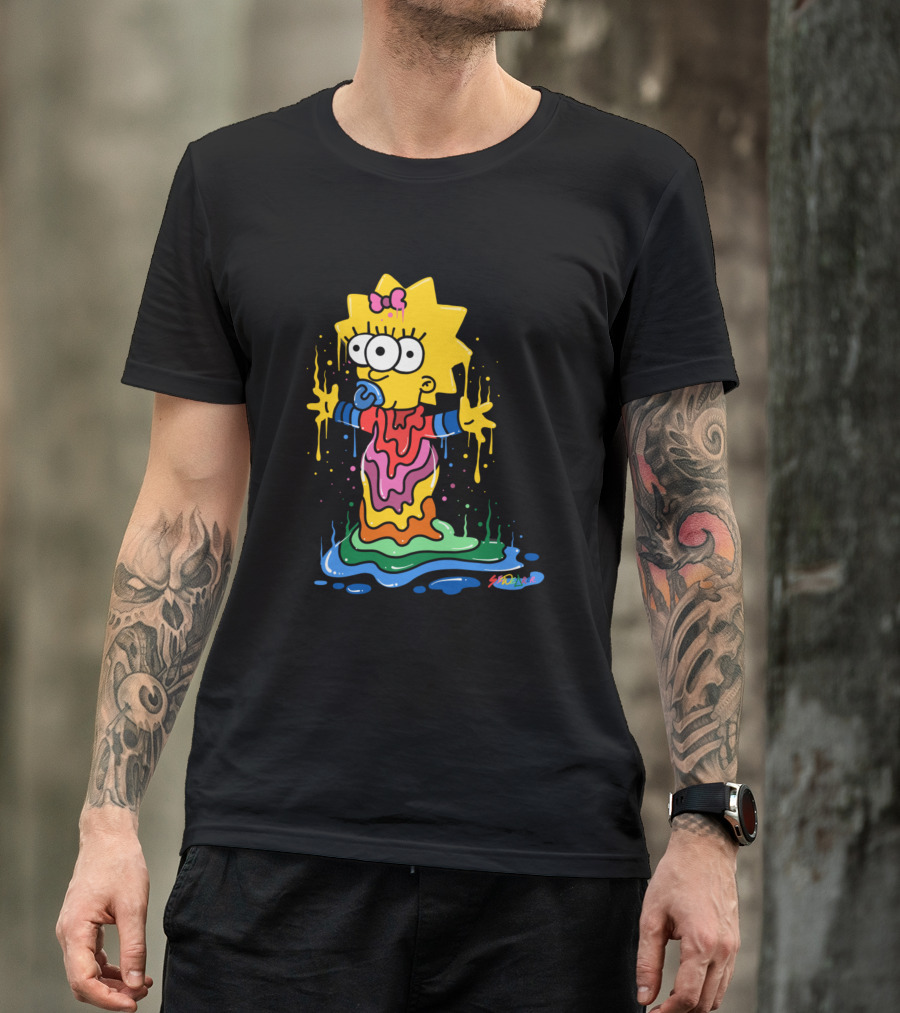 Melting Three Eyed Maggie Simpson Dripping Psychedelic Colors By Sh0ck9r T-Shirt