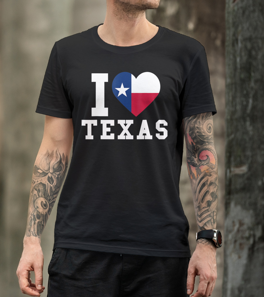 I Love Texas Heart Lone Star Flag T-Shirt